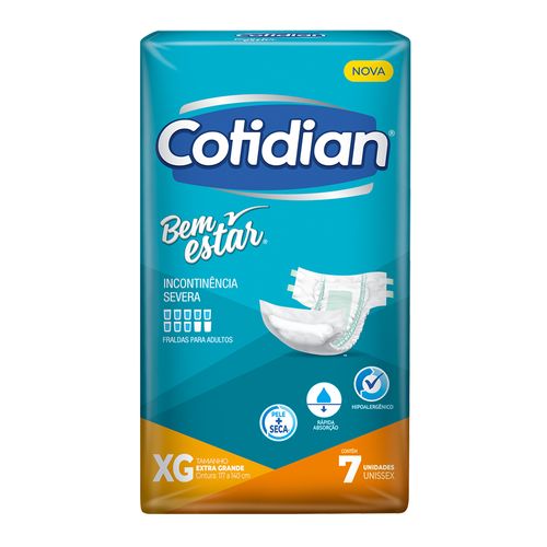 Fralda Geriátrica Cotidian Bem Estar Comfort EG com 7 Unidades