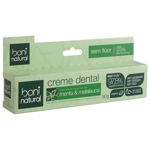 Creme Dental Boni Natural e Vegano Menta e Melaleuca 90g