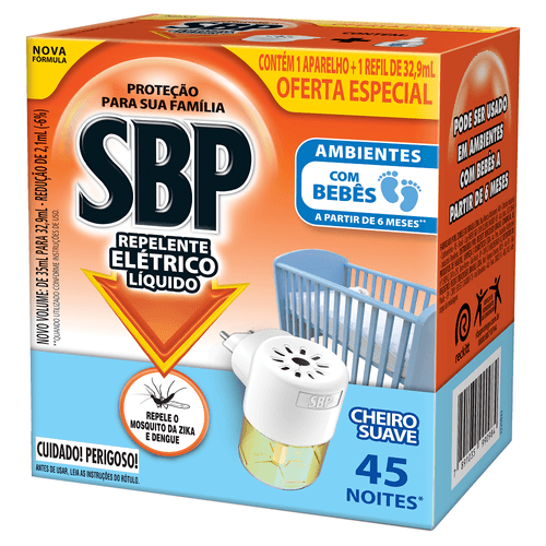 Repelente Eletrico SBP Cheiro Suave + Refil 32,9ml