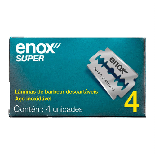Lâmina de Barbear Enox Super Duplo Fio com 4 Unidades