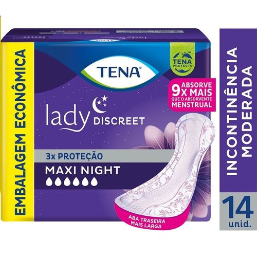 Absorvente Para Incontinência Urinária Tena Lady Discreet Maxi Night 14 Unidades