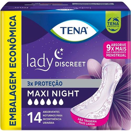 Absorvente Para Incontinência Urinária Tena Lady Discreet Maxi Night 14 Unidades