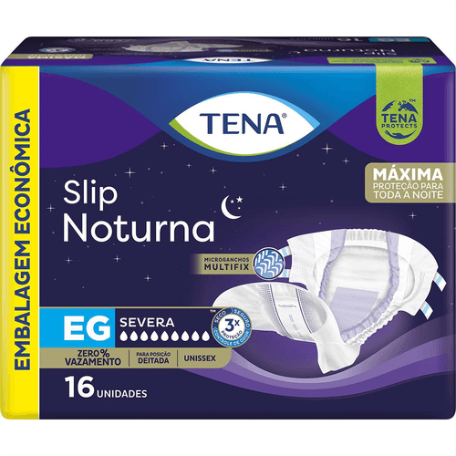 Fralda Descartável Adulto Tena Slip Noturna EG Pacote 16 Unidades