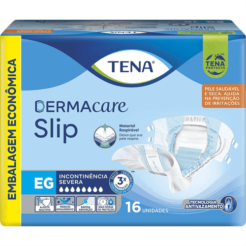 Fralda Descartável Adulto Tena Dermacare Slip EG Pacote 16 Unidades