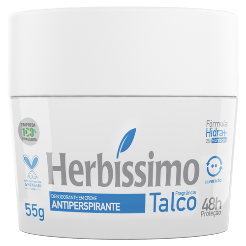 Desodorante Creme Antiperspirante Talco Herbíssimo 55g