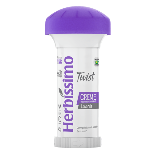 Desodorante Creme Antiperspirante Lavanda Herbíssimo Twist 45g