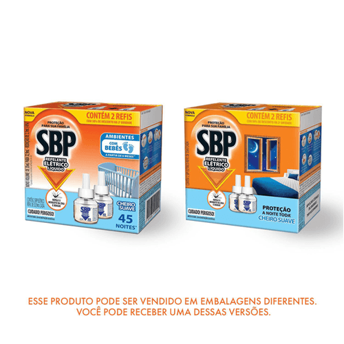 Kit Repelente Elétrico SBP com 2 Refis de 35ml e Desconto de 50% na 2ª Unidade