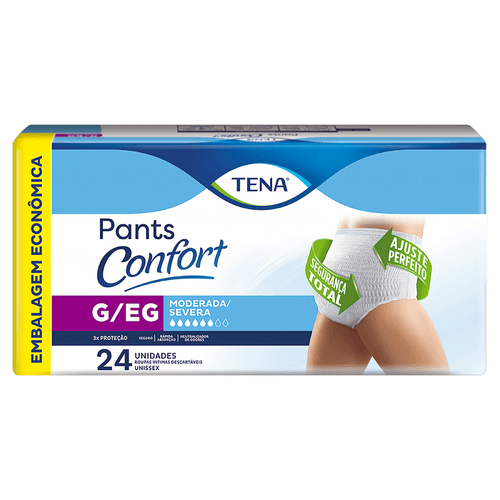 Roupa Íntima Descartável Unissex Tena Pants Confort G/EG Pacote 24 Unidades