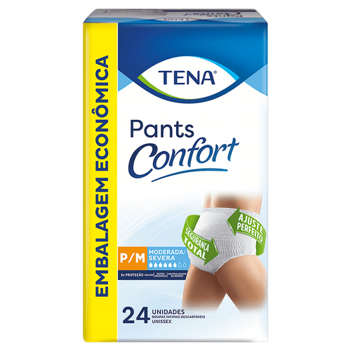 Roupa Íntima Descartável Unissex Tena Pants Confort P/M Pacote 24 Unidades