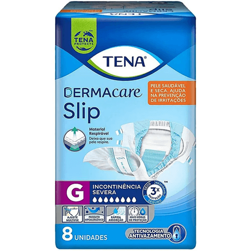 Fralda Geriátrica Tena Dermacare Slip G com 8 Unidades