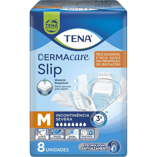 Fralda Geriátrica Tena Dermacare Slip M com 8 Unidades