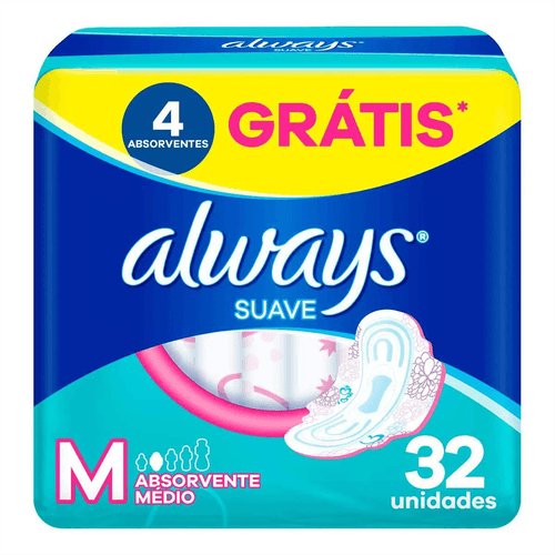 Absorvente Always Suave M com 32 Unidades