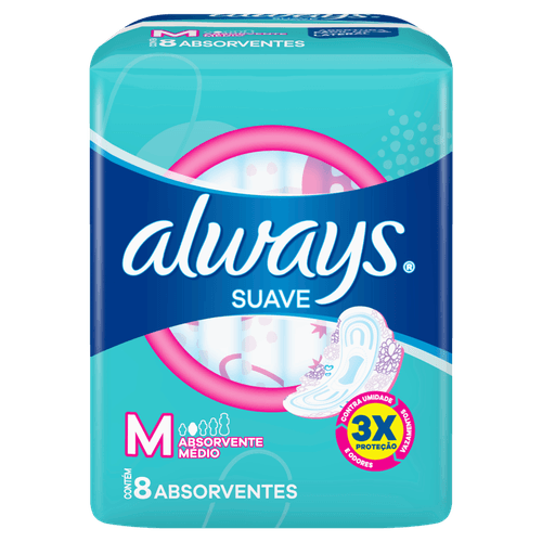 Absorvente Always Suave M com 8 Unidades