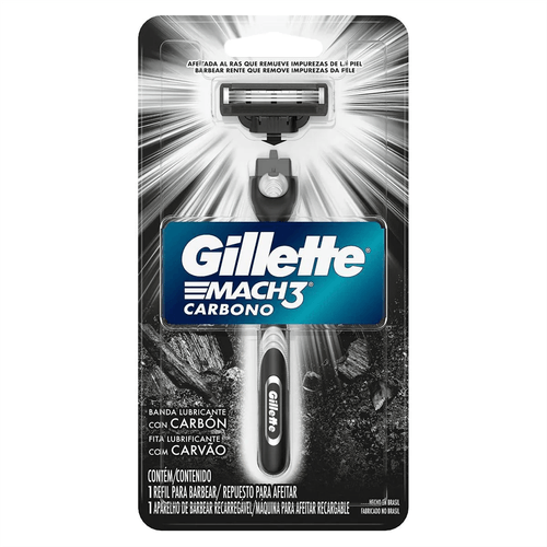 Aparelho de Barbear Gillette Mach 3 Carbono com 1 Unidade