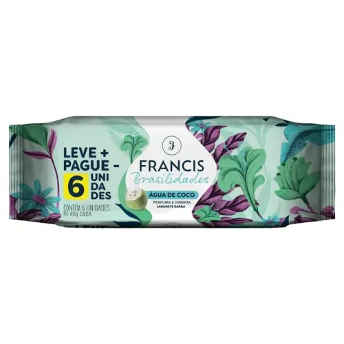 Kit Sabonete em Barra Francis Brasilidades Água de Coco com 6 Unidades de 80g