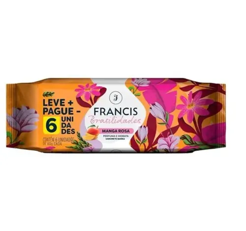 Kit Sabonete em Barra Francis Brasilidades Manga Rosa com 6 Unidade de 80g