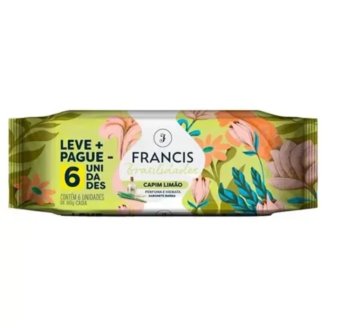 Kit Sabonete em Barra Francis Brasilidades Capim Limão com 6 Unidades de 80g