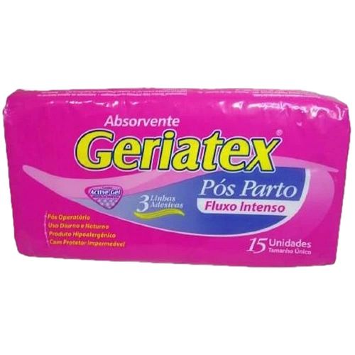 Absorvente Pós-Parto Geriatex Com 15 unidades Absorvente Pós-Parto Geriatex Fluxo Intenso - 15 unidades