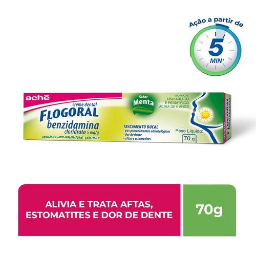 Creme Dental Flogoral Benzidamina Sabor Menta 70g
