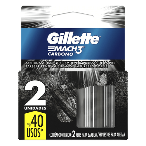 Carga Gillette Mach3 Carbono com 2 Unidades