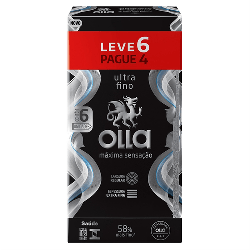 Preservativo Ultra Fino Olla Máxima Sensação Leve 6 Pague 4