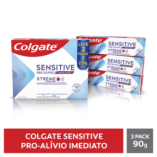 Pack Creme Dental Xtreme Colgate Sensitive Pro-Alívio Imediato 270g Leve 3 Pague 2