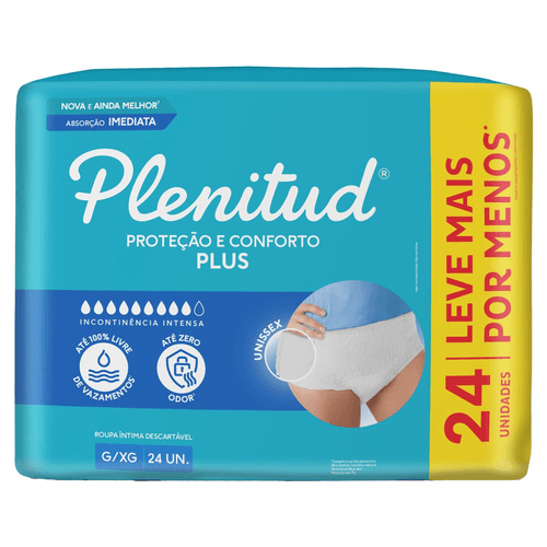 Roupa Íntima Plenitud Protect Plus G/XG com 24 Unidades Leve Mais Por Menos
