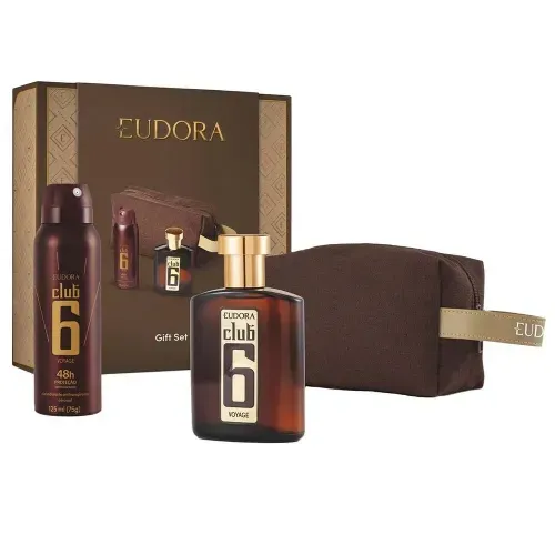 Kit Eudora Club 6 Coffret com Perfume Deo Colônia, Desodorante e Necessaire