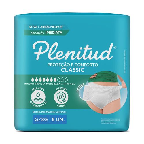 Roupa Intima Plenitude Classic G/XG com 8 unidades
