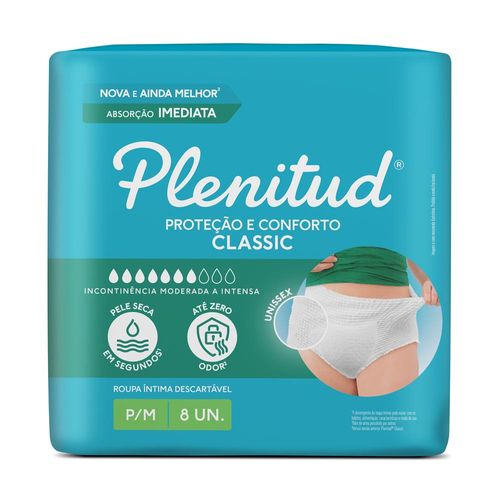 Roupa Intima Plenitude Classic P/M com 8 unidades