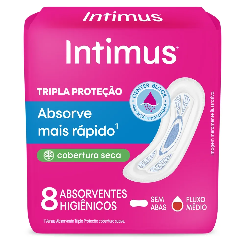 Absorvente Intimus Tripla Proteção Seca Sem Abas Com 8 Unidades