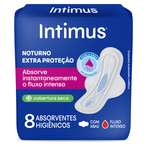 Absorvente Intimus Noturno Seca Com Abas Com 8 Unidades