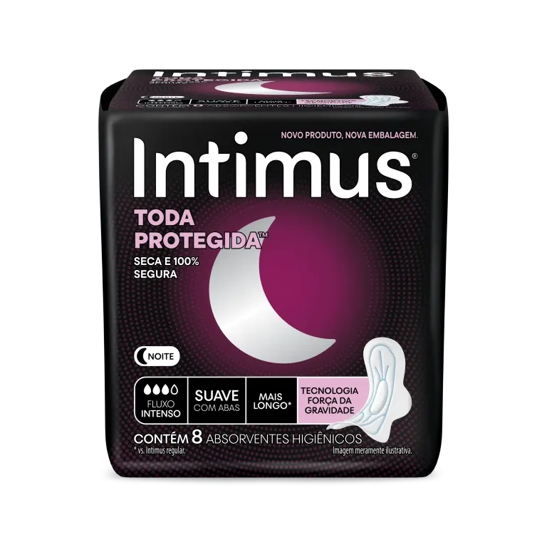 Absorvente Intimus Noturno Toda Protegida Suave com Abas com 8 Unidades