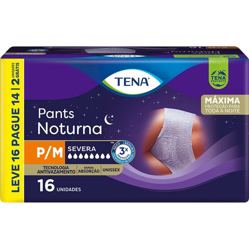 Roupa Íntima Unissex Tena Pants Noturna P/M Pacote 16 Unidades