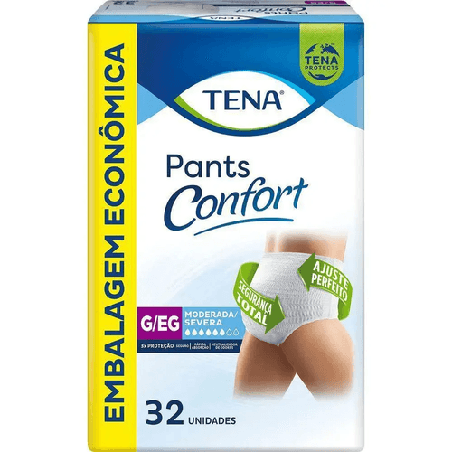 Roupa Íntima Unissex Tena Pants Confort G/EG Pacote 32 Unidades