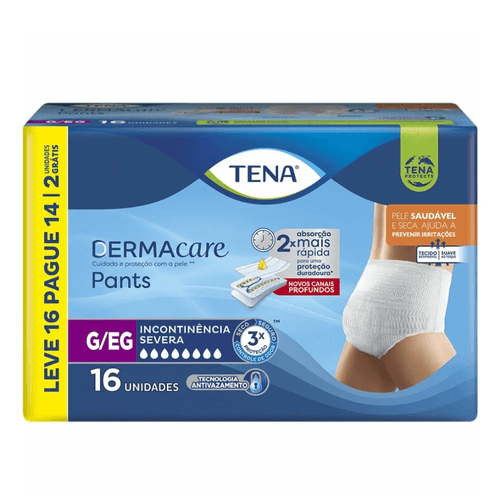 Roupa Íntima Unissex Tena Pants Dermacare G/EG Pacote 16 Unidades