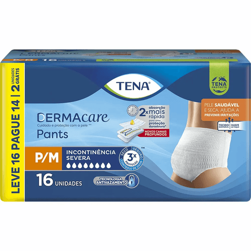 Roupa Íntima Unissex Tena Pants Dermacare P/M Pacote 16 Unidades