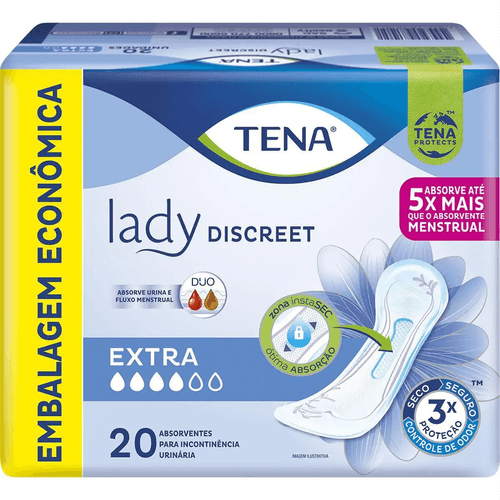 Roupa Íntima Unissex Tena Lady Discreet Extra Pacote 20 Unidades