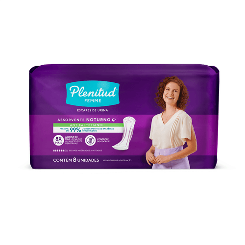 Absorvente para Incontinência Plenitud Femme Noturno Sem Abas com 08 Unidades