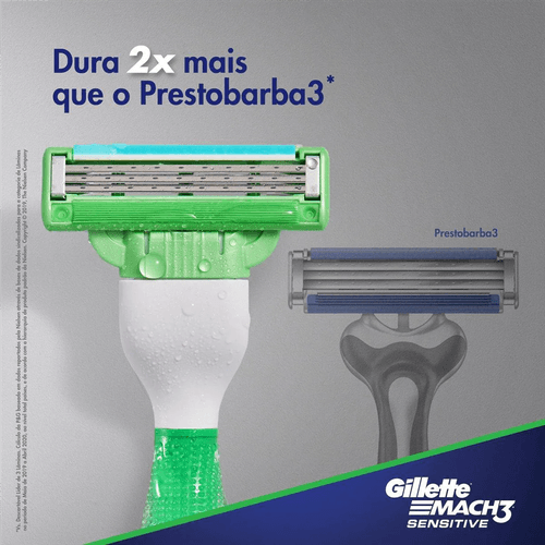 Aparelho de Barbear Gillette Mach3 Sensitive Acqua Grip com 2 Cargas