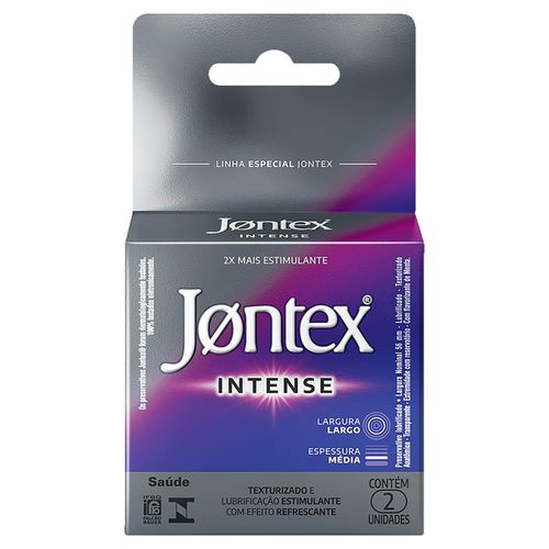 Preservativo Lubrificado Jontex Intense Sabor Menta com 2 Unidades