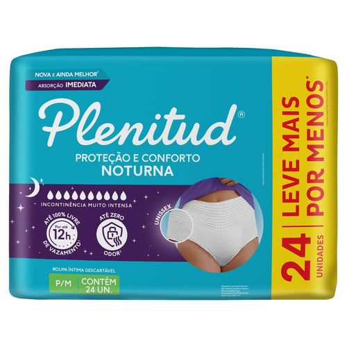 Roupa Intima Plenitud Proteção e Conforto Noturna P/M com 24 Unidades