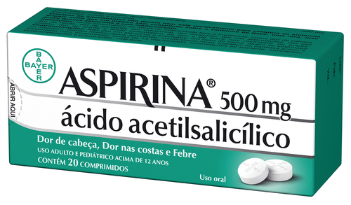 Aspirina 500mg adulto com 20 comprimidos