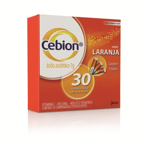Vitamina C Cebion 1g laranja kit com 30 comprimidos efervescente