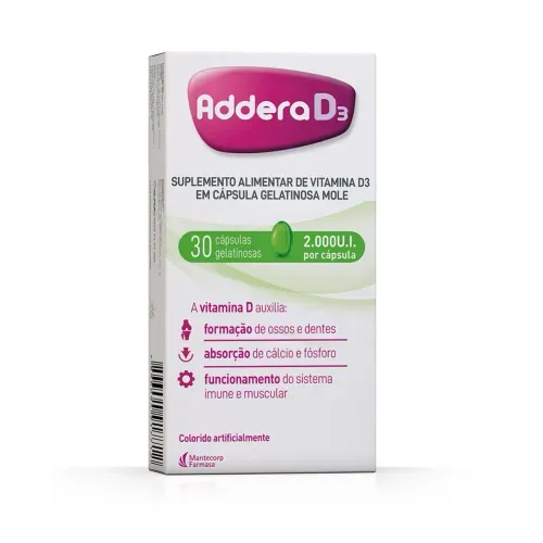 Addera D3 2.000 UI com 30 Cápsulas