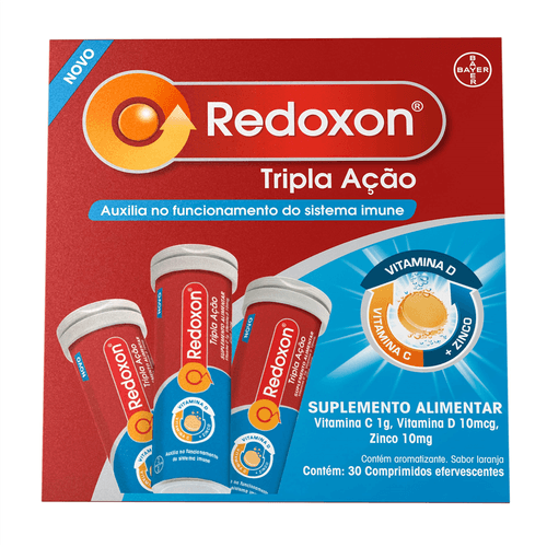 Vitamina C Redoxon Tripla Ação com 30 Comprimidos Efervescentes