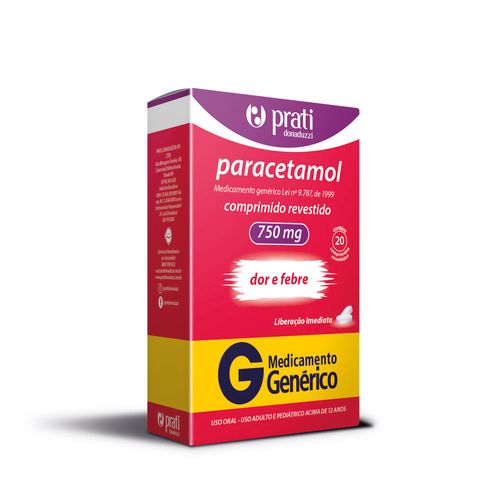 Paracetamol 750mg com 20 Comprimidos Prati Donaduzzi