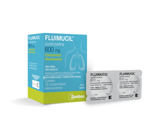 Fluimucil 600mg com 16 Comprimidos Efervescentes