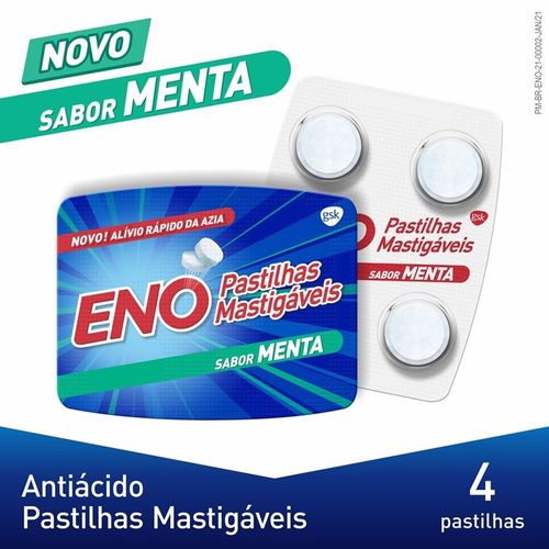 Pastilhas Mastigaveis Eno Sabor menta com 4 Pastilhas
