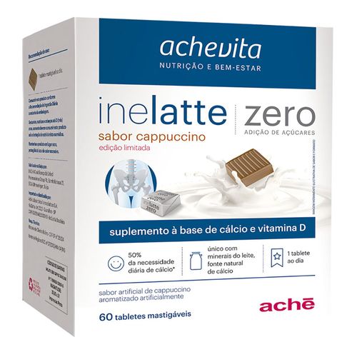 Inelatte Zero Açúcar Cappuccino com 60 Comprimidos Mastigáveis